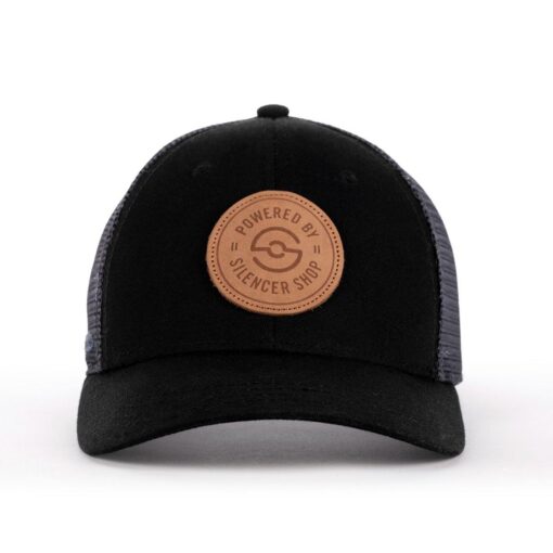 silencer shop leather logo hat front